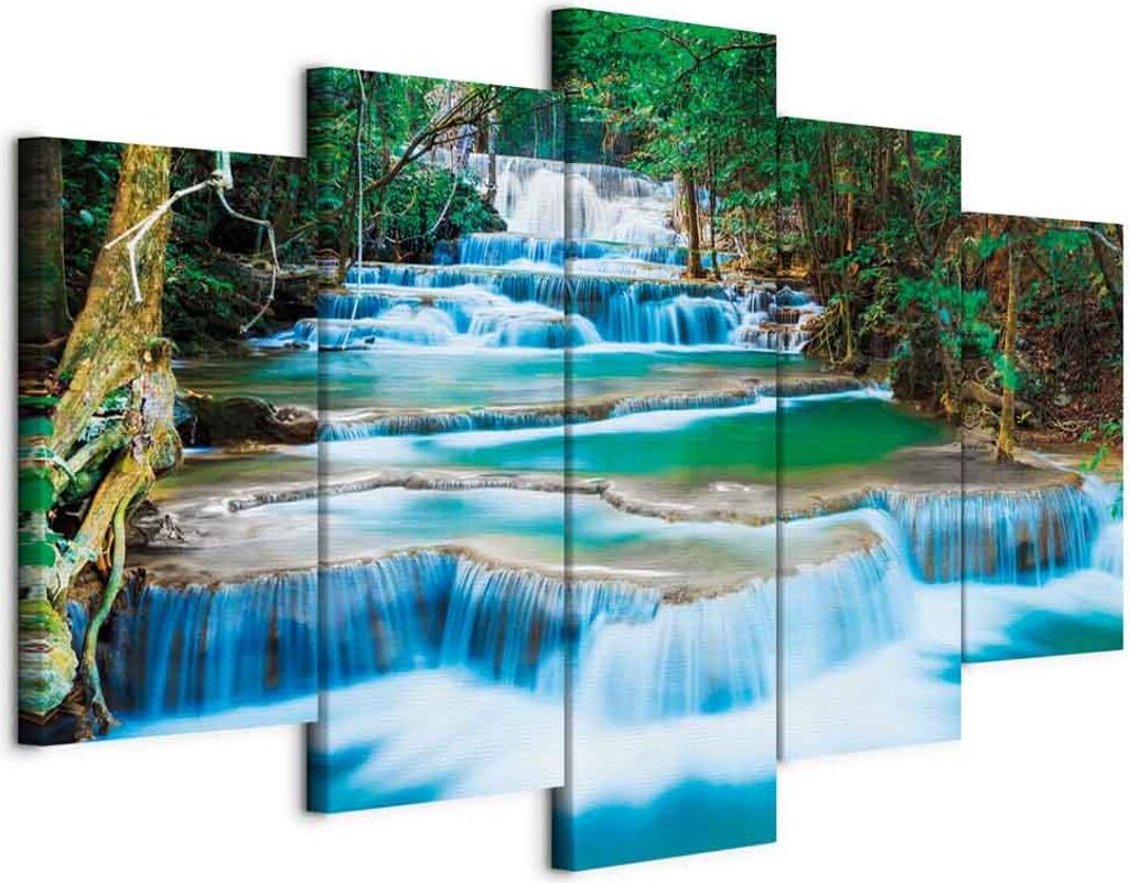 Italienischer Leinwand Leinwandbild - Blue Waterfall in Kanchanaburi, Thailand 200x100 cm Landschaften 030212-101
