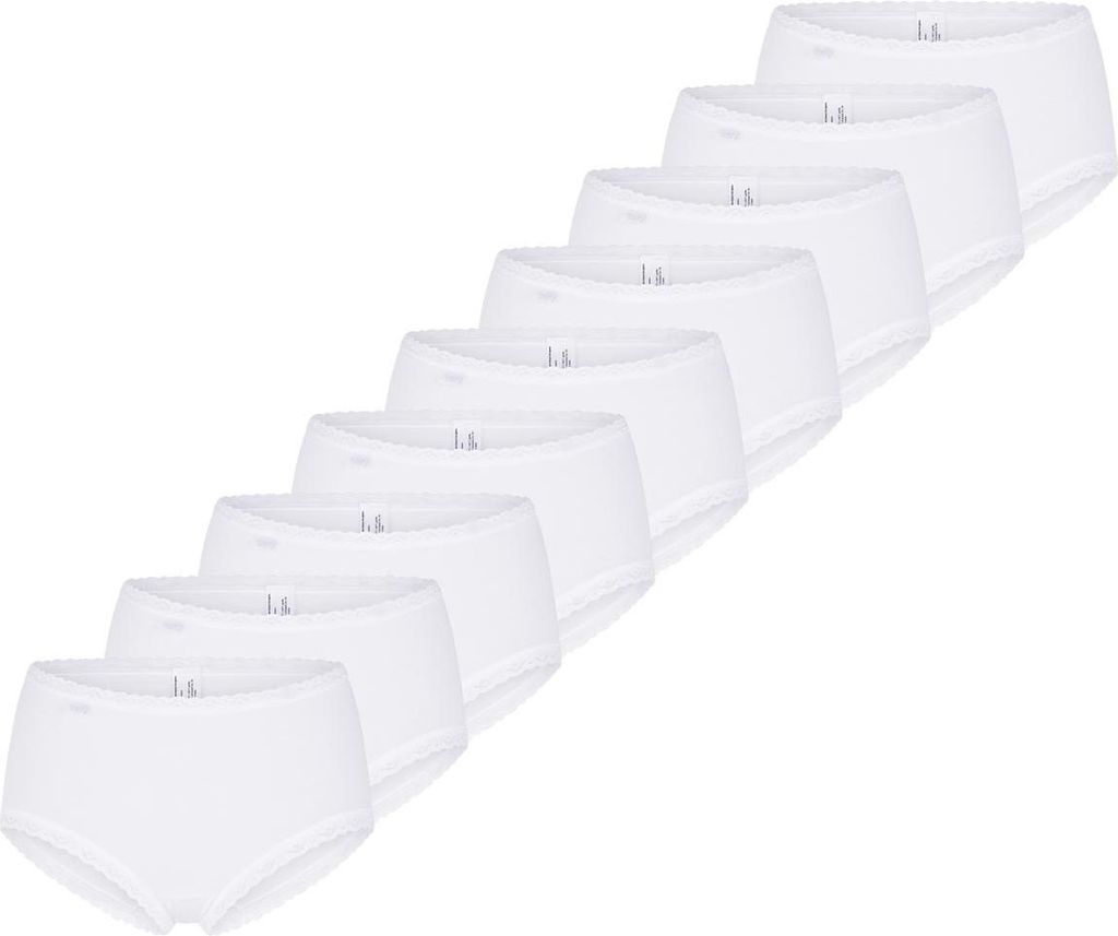 sloggi 9er Pack 24/7 Baumwolle Lace Midi Slip Perfekter Sitz, Mit feinen Details, Angenehm auf der Haut