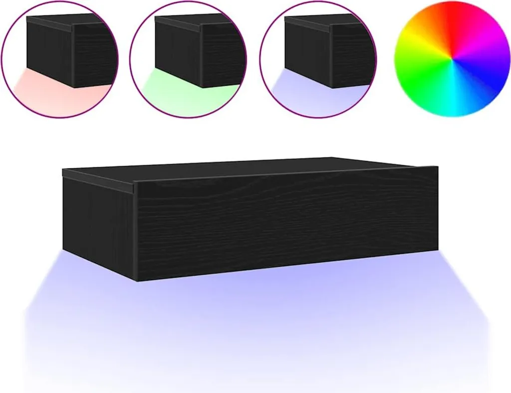 Mobili TV con luci LED 2 pezzi rovere nero 60x35x15,5 cm