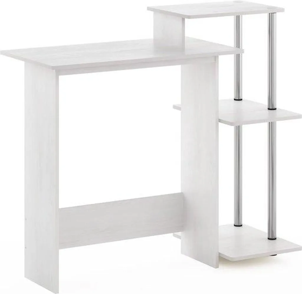 Bureau informatique chêne blanc et chrome OAK-75 pour petit espace