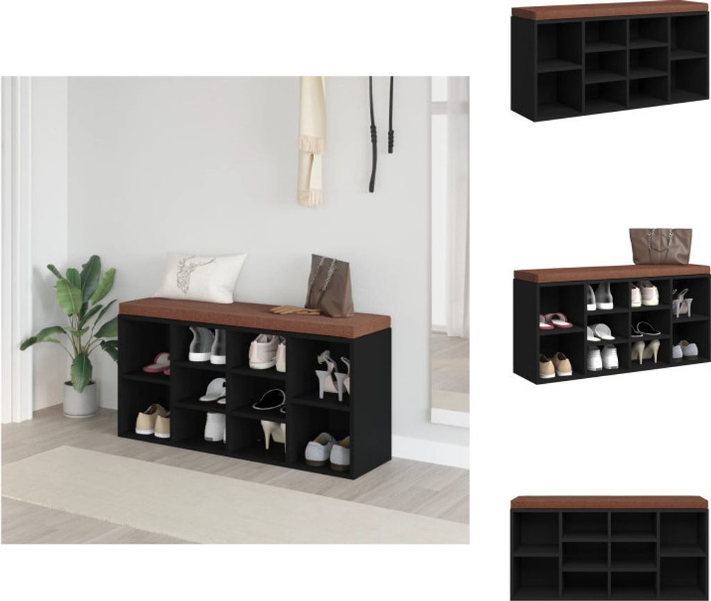 vidaXL Schuhbank Schwarz 103x30x48 cm Holzwerkstoff - Truhen- & Flurbänke
