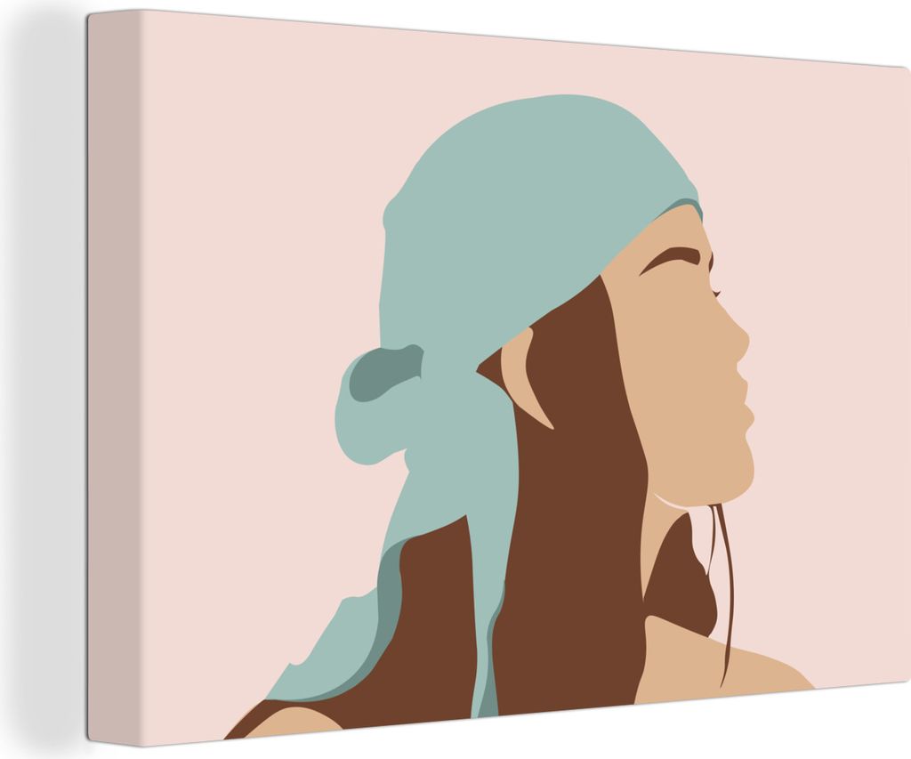 OneMillionCanvasses - Leinwandbilder - 140x90 cm, Sommer - Frau - Kopftuch - Abstrakt, Wandbilder Kunstdruck Wanddekoration