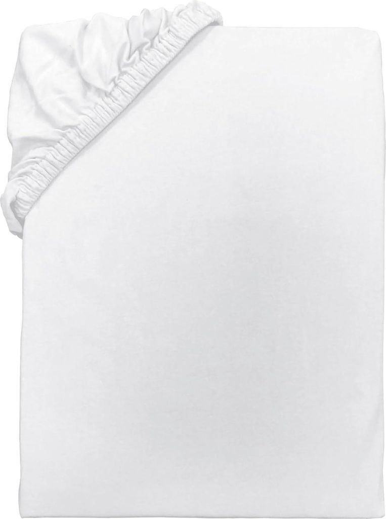 TOM TAILOR Jersey-Spannbettlaken, ca. 180-200x200 cm, 100% Baumwolle/Jersey, Mit Rundum-Gummizug, UNI, Weiß (Crisp White)