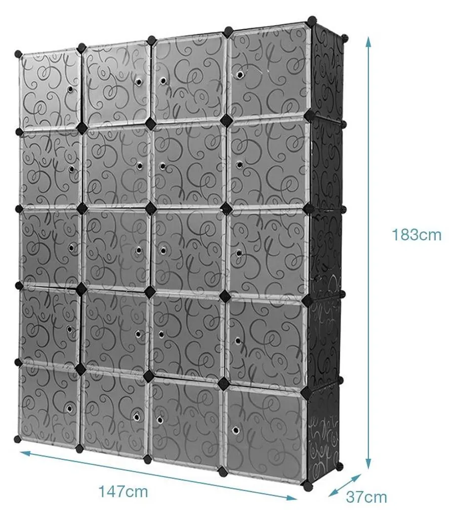 Cube de rangement noir robuste et empilable avec structure renforcée