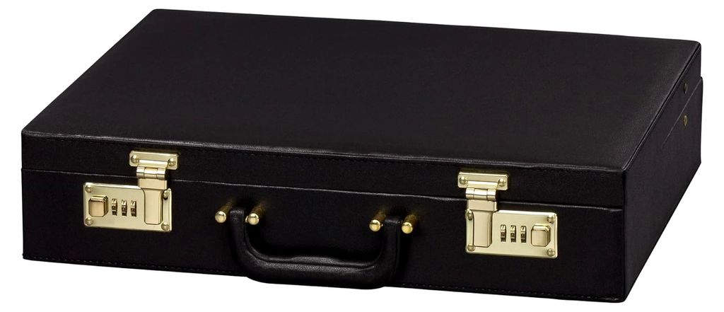 Aktenkoffer Attachekoffer Besteckkoffer Koffer (Leder), schwarz, mit Zahlenschloss