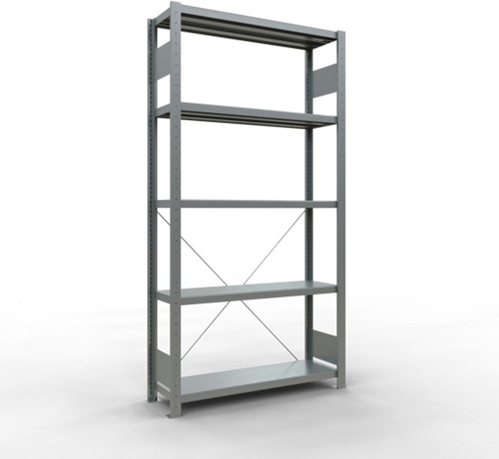 Schulte Fachbodenregal MULTIplus250 Stecksystem | Grundregal | HxBxT 200x100x30cm | 5 Ebenen | Fachlast 250kg | Verzinkt
