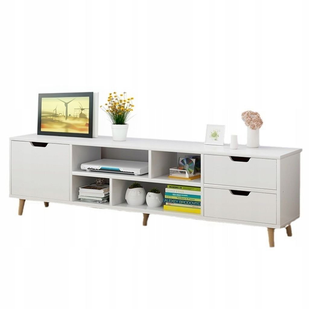 Tv-Schrank Weiss Stehend Tv-Kommode Skandinavisch 140 Cm Produktbild 