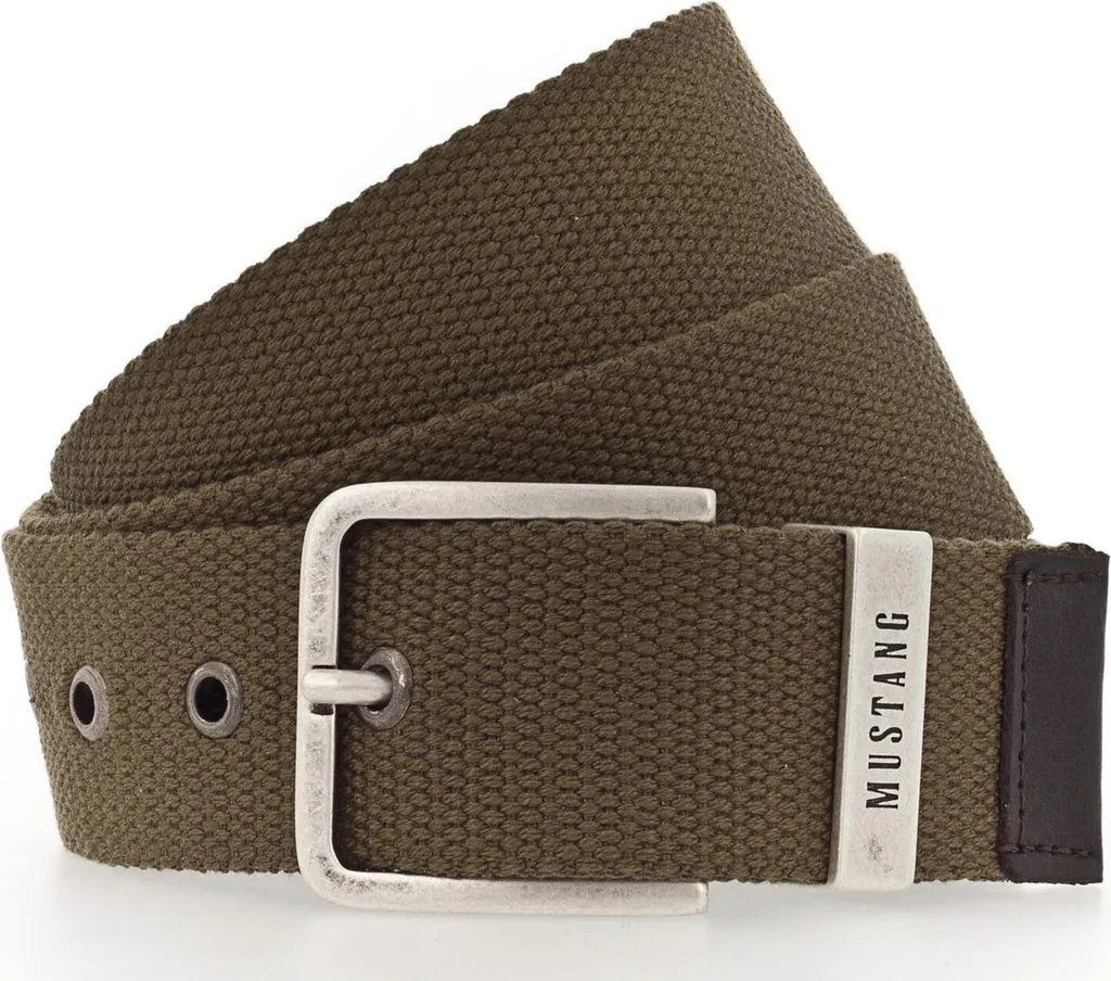 Cintura MUSTANG Woven Belt W85 Olive | Accessorio Uomo Intrecciato