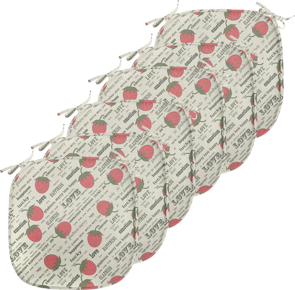 Galettes de chaise à sangles motif fraise rétro 40cm coloris rubis x6