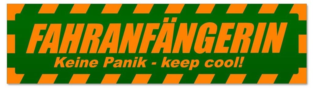 Kiwistar - Autoaufkleber - Orange - Grün - 20 x 5,3 cm - Fahranfängerin gestreift - Hinweis Aufkleber Sticker für Auto, Kfz, Fahrrad, PKW, LKW