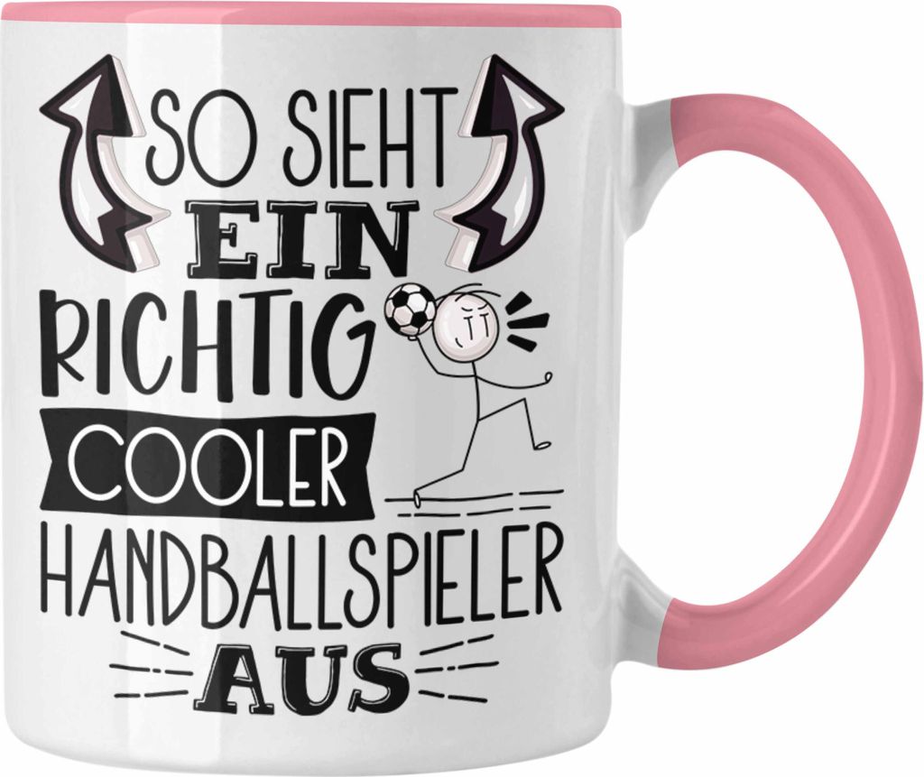 Trendation - Handballspieler Tasse Geschenk So Sieht Ein Richtig Cooler Handballspieler Aus Geschenkidee Spruch Lustig Becher (Rosa)