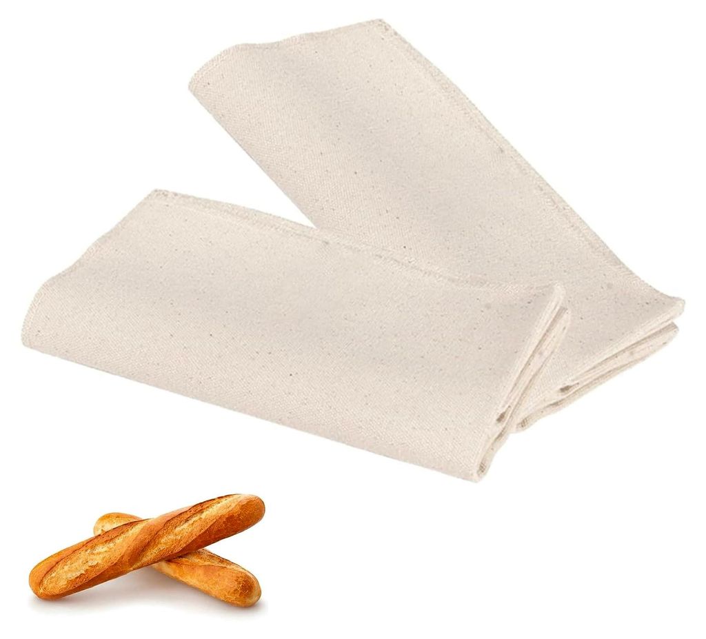 Leinentuch zum Brotbacken, Premium Bäckerleinen, Teigtuch aus Naturleinen, 2 Stück, 75 x 45 cm