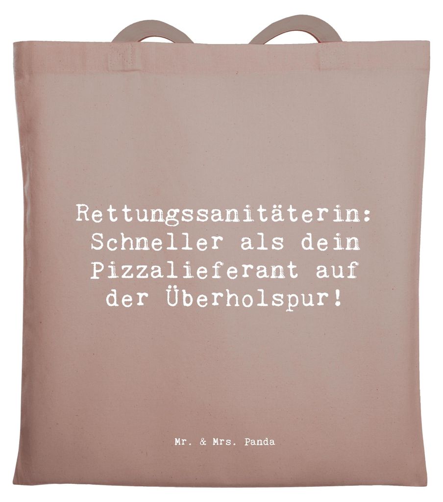 Mr. & Mrs. Panda Tote Bag Spruch Rettungssanitäterin Action - Braun Pastell - Geschenk, Shopping Tasche, Beruf, Notfallretterin, Rettungsdienst, L...