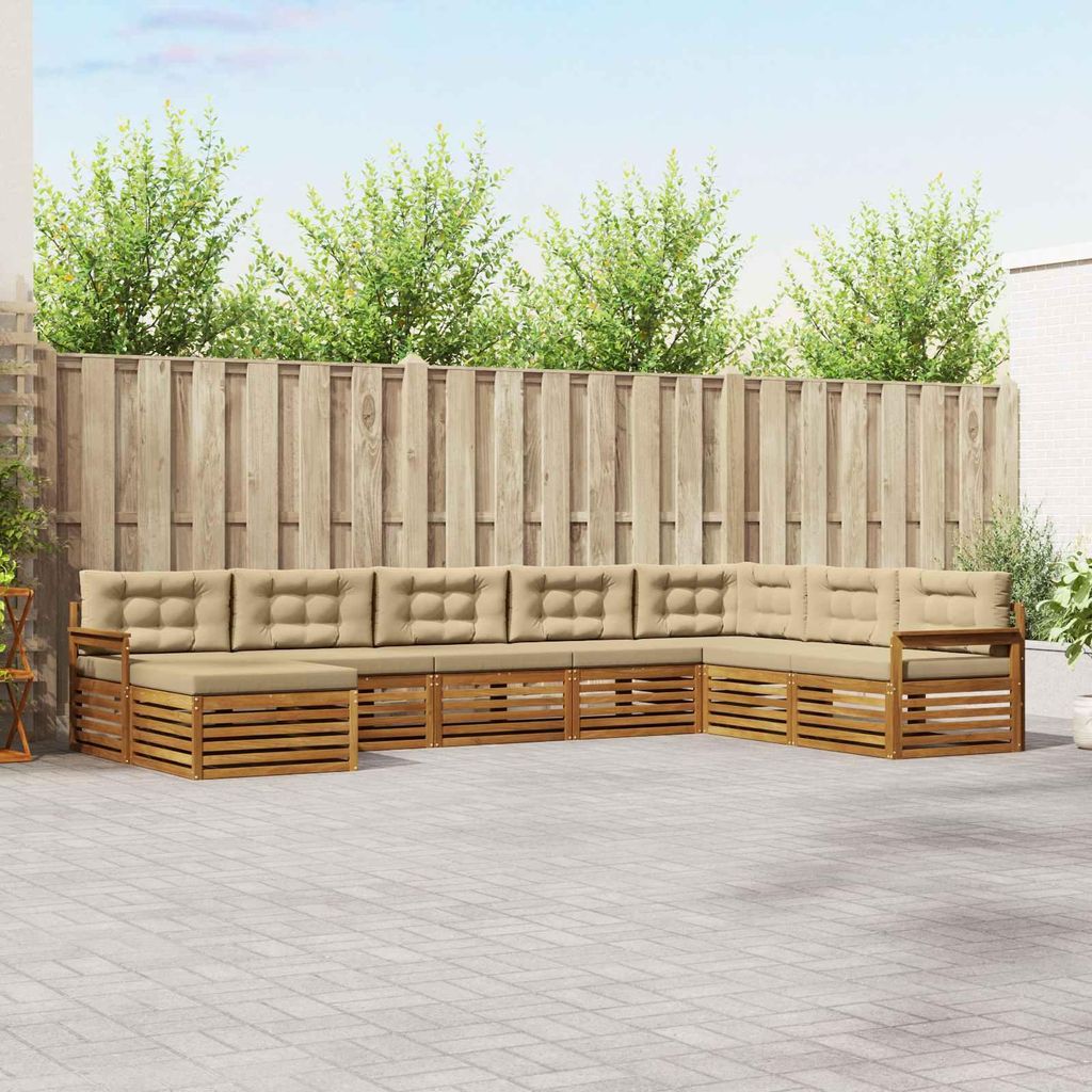 "Neues Produkt" Sofagarnituren - CLORIS - Terrassen-Sofa - 8 pcs - Natur und Beige Massivholz Akazie - Modern Gartensofas V1525