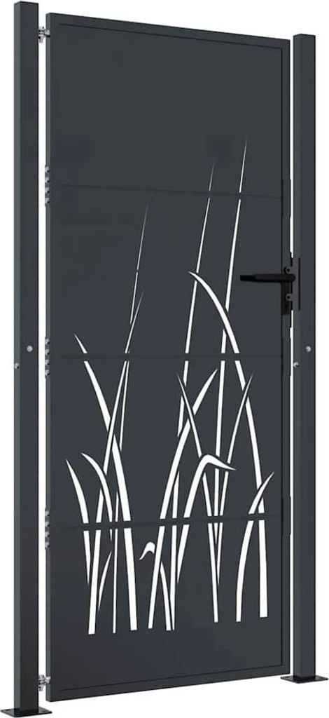 vidaXL Gartentor Anthrazit 100x200 cm Stahl Gras-Design