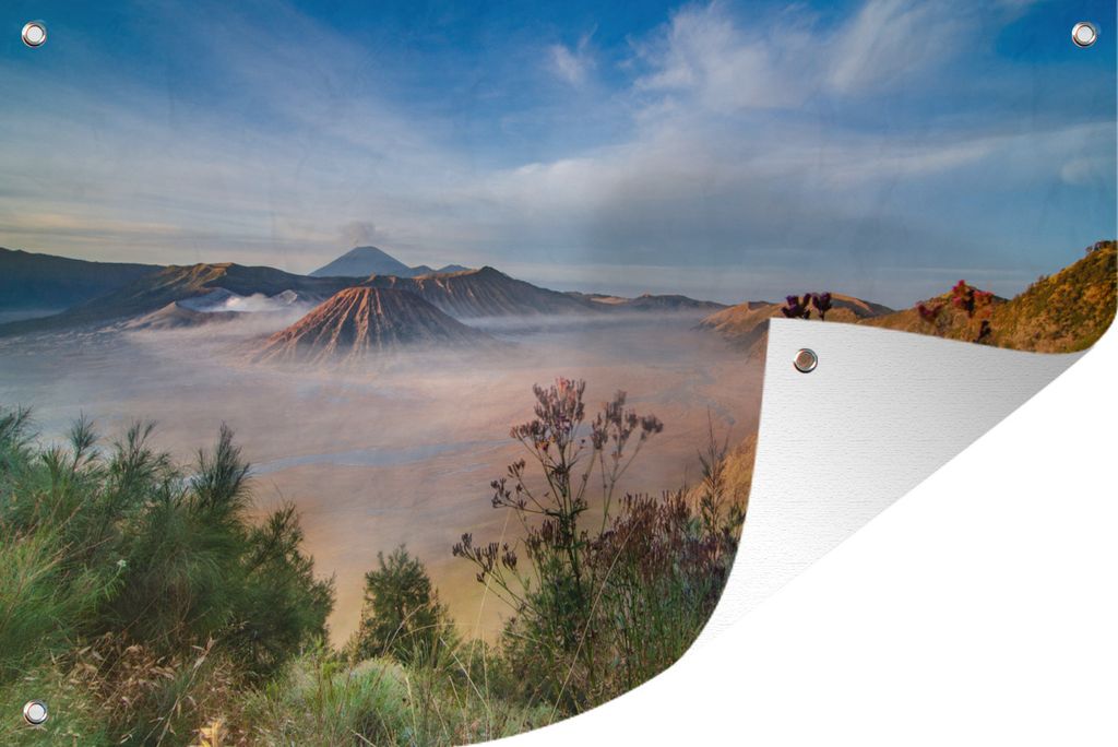 MuchoWow 120x80 cm Outdoor-Poster Gartendeko Sichtschutz Garten Poster für den Garten Die Landschaft des Bromo-Tengger-Semeru-Nationalparks in I...