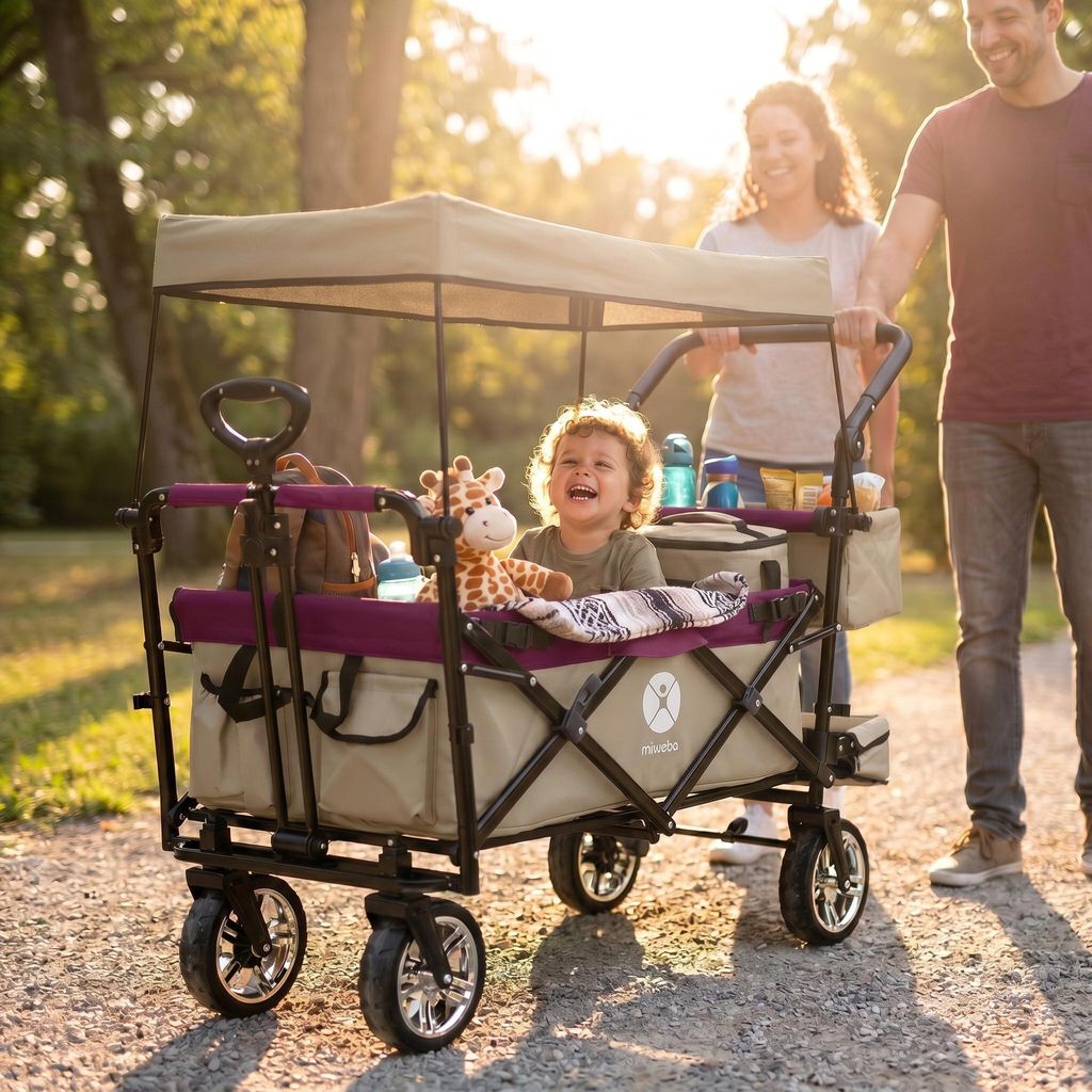 Miweba Bollerwagen MB-20 faltbar | Transportwagen mit Dach Produktbild 