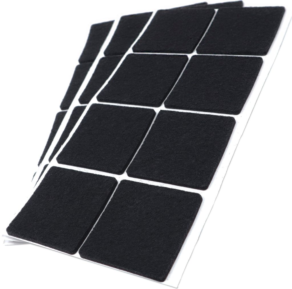 Adsamm | 24 x selbstklebende Filzgleiter / Schwarz / 50x50 mm / quadratisch / Möbelgleiter aus Filz mit 3.5 mm Stärke