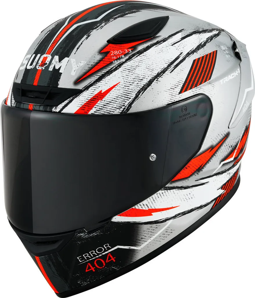 Casque Suomy Track-1 404 2023 Argent Rouge Blanc Taille L 59-60cm