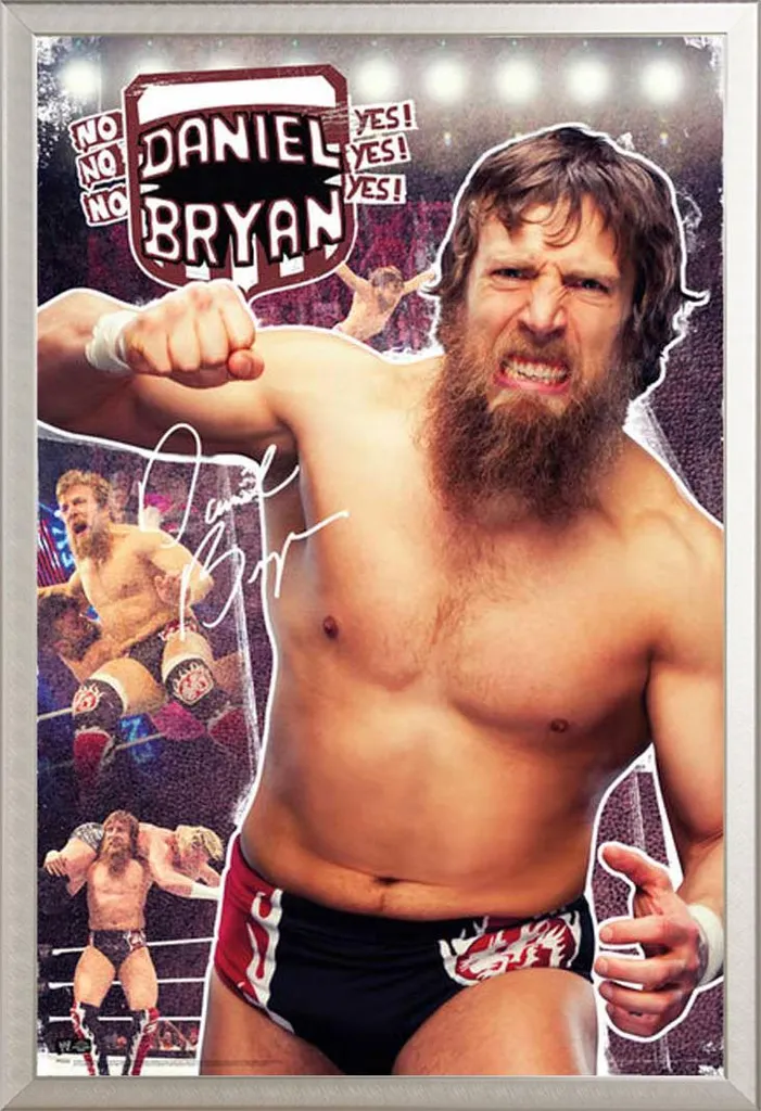 Poster WWE Daniel Bryan avec Cadre Argenté Anti-Reflet Vitre Acrylique