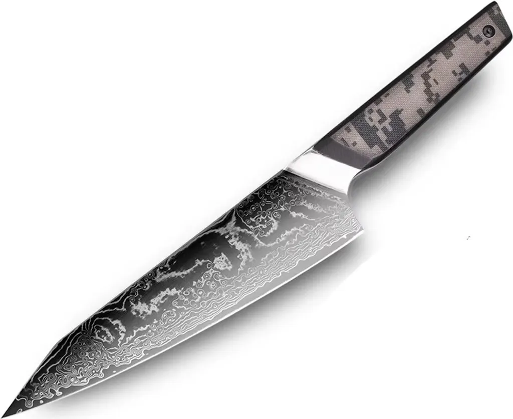 Takeno Kiritsuke KP37575 - Coltello Chef Damasco Nero Grigio 20cm
