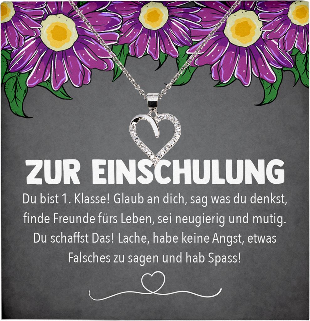 Einschulung Geschenk Mädchen Schmuck Schulanfang 1. Klasse Alles Gute Erstklässler Idee für Patenkind Tochter Enkelin von Oma Opa Mama Papa - He...