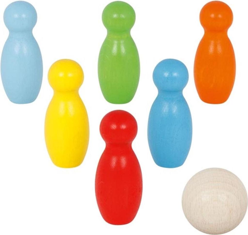 Goki Holz Kegelspiel - buntes Spielzeug für Kinder