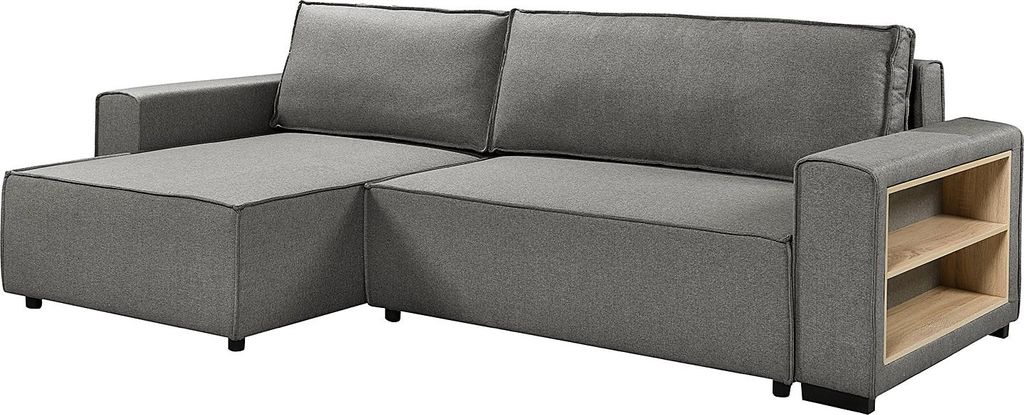 home24 Ecksofa mit Schlaffunktion - Flachgewebe