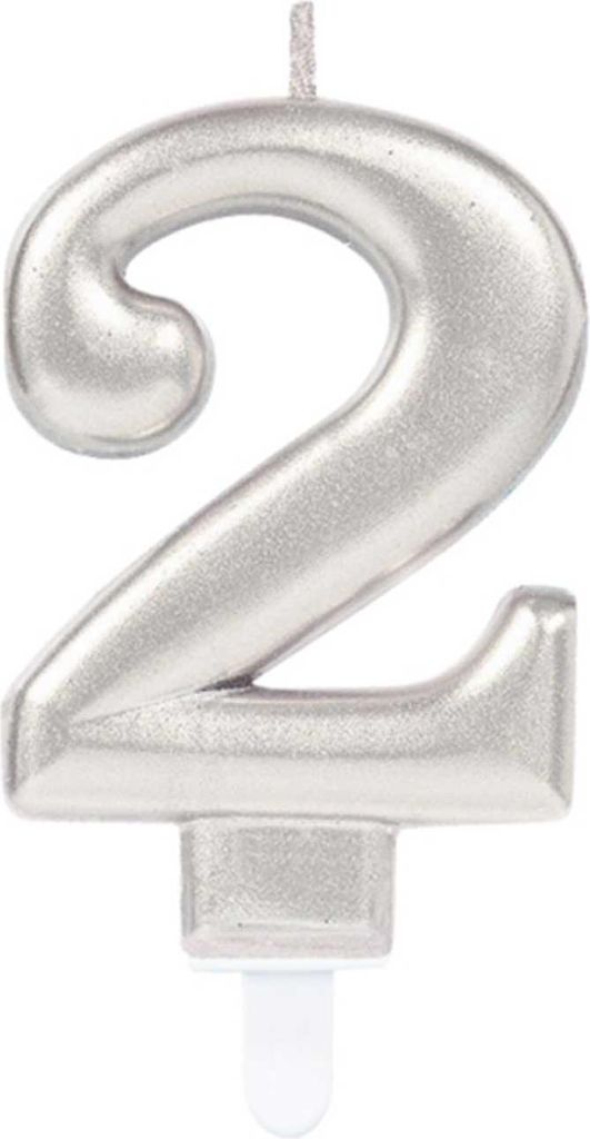 "Starlight Birthday" Zahlenkerze 9,3cm | Silber Zahl: 2