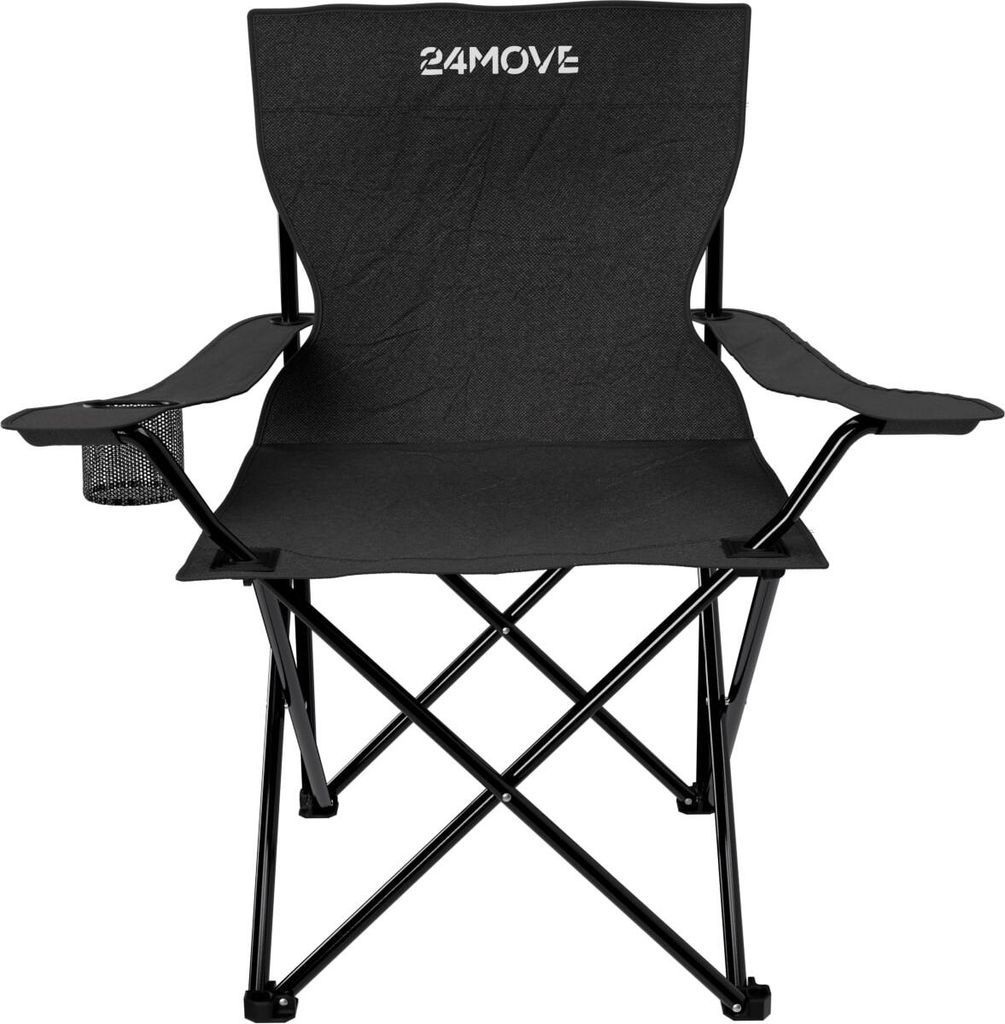 24MOVE® Campingstuhl Faltstuhl, schwarz, mit Getränkehalter Produktbild 