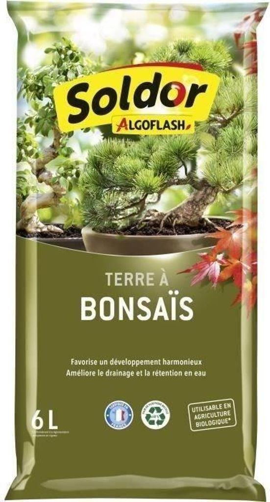 Bonsai Erde, 6 L, Spezielles Substrat, Geeignet für biologischen Anbau, Mit Sphaegnum Torf, Pouzzolane und Flusssand