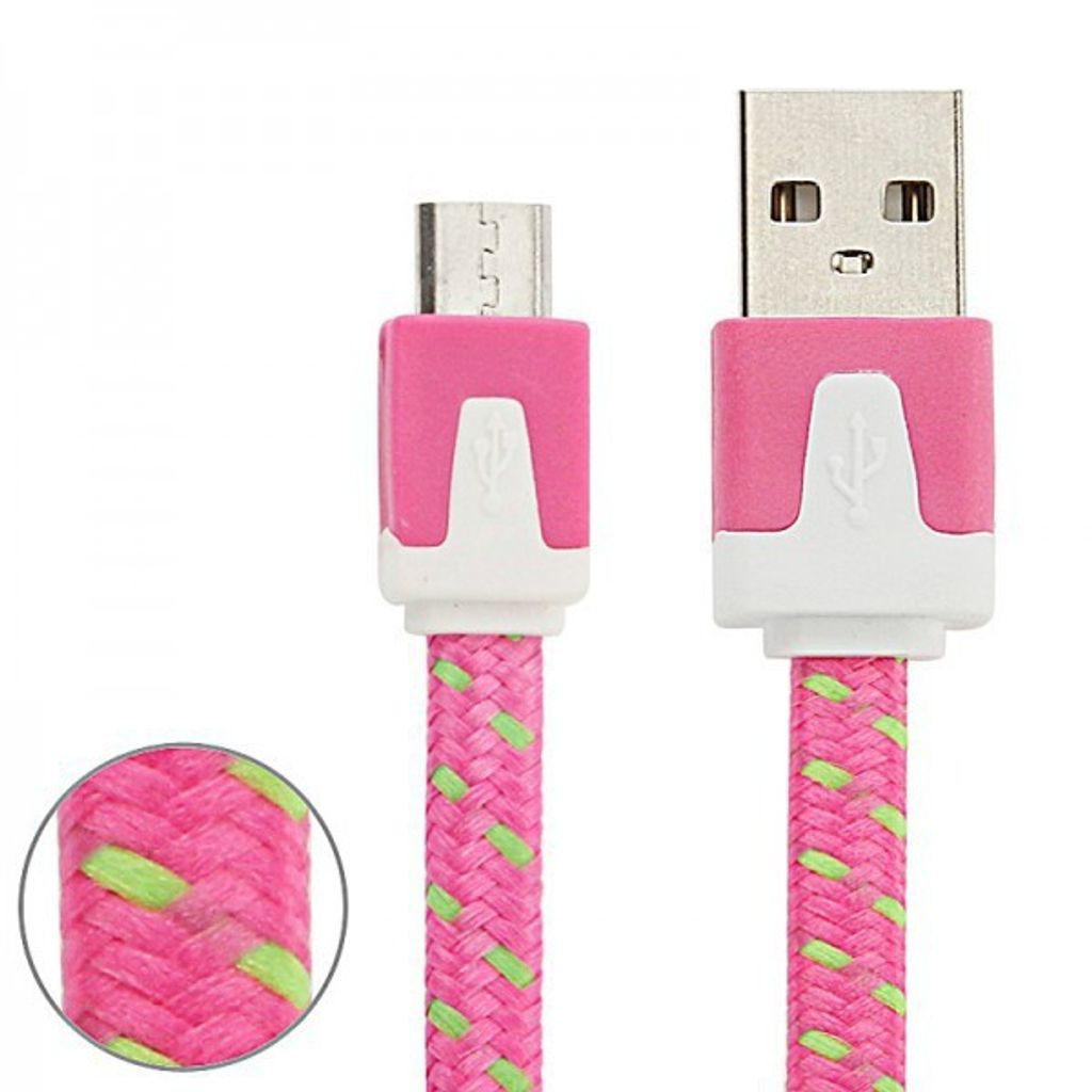 2m USB Daten und Ladekabel Pink für alle Smartphone und Tablet Micro USB
