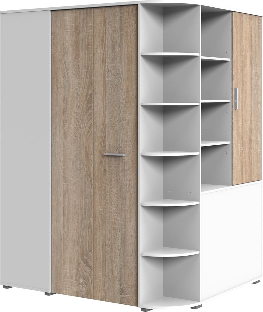 Dreh-/Schwebetürenschrank >Joker< (B/H/T: 124x199x148 cm) in Weiß