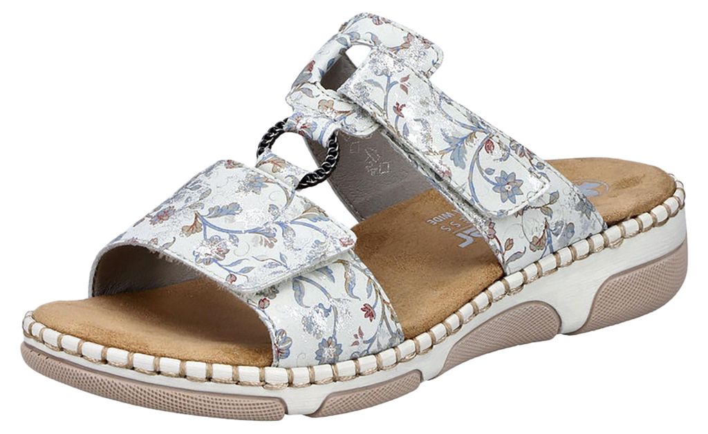 Rieker Damen Pantolette mit T-Riemen und Blumenmuster Weite H 66292, Größe:37 EU, Farbe:Mehrfarbig