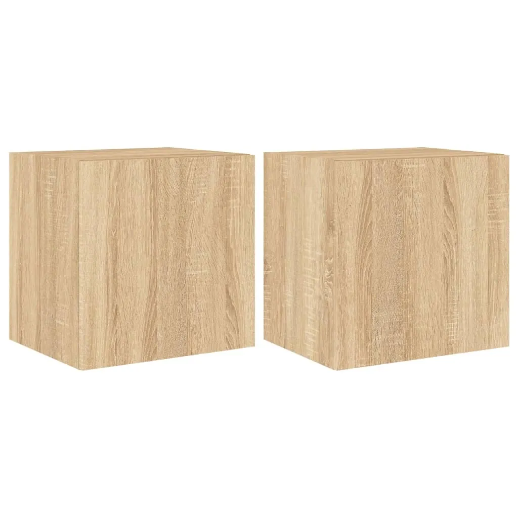SYFAX Mobili TV Sospesi con LED Rovere Sonoma - Set 2 Pezzi Design Moderno - 1