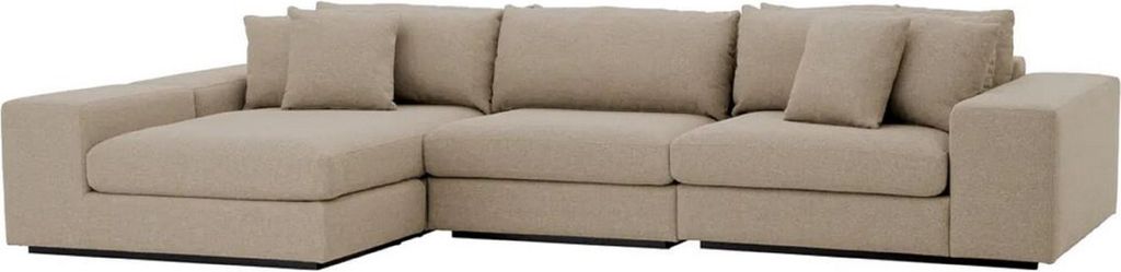 Casa Padrino Luxus Ecksofa mit Kissen Grau / Schwarz 380 x 200 x H. 90 cm - Wohnzimmer Sofa - Hotel Sofa - Wohnzimmer Möbel - Hotel Möbel - Luxus...