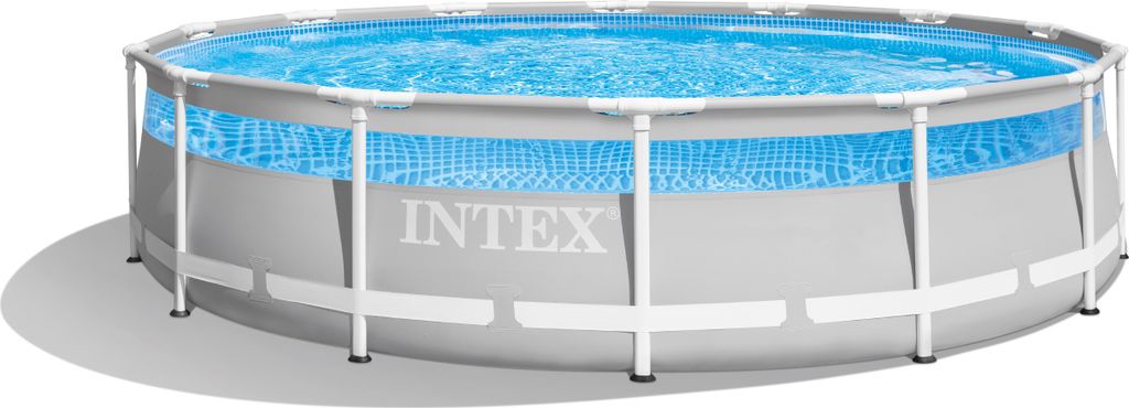 INTEX 26722GN - Frame Pool Set - Clearview Premium (427x107cm) inkl. Filterpumpe, Leiter & Planen