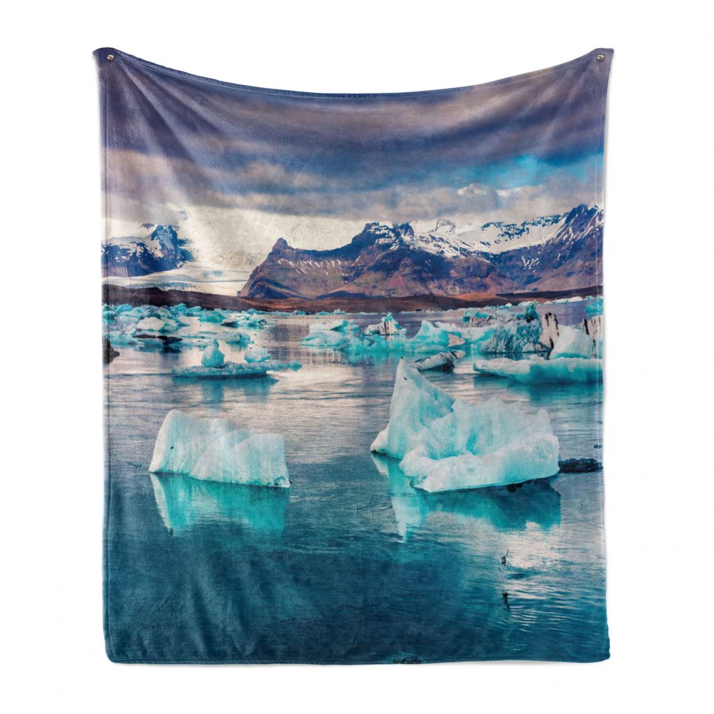 ABAKUHAUS Island Weich Flanell Fleece Decke, Jokulsarlon Glacial Lagoon, Gemütlicher Plüsch für den Innen- und Außenbereich, 125 x 175 cm, Mehr...
