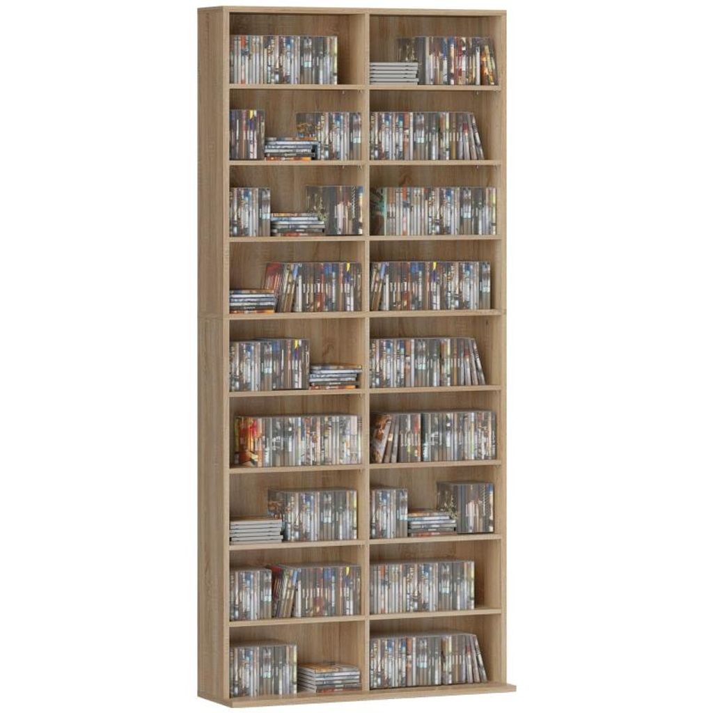 9-stufiges DVD-Regal mit 18 Fächern und 14 verstellbaren Produktbild 