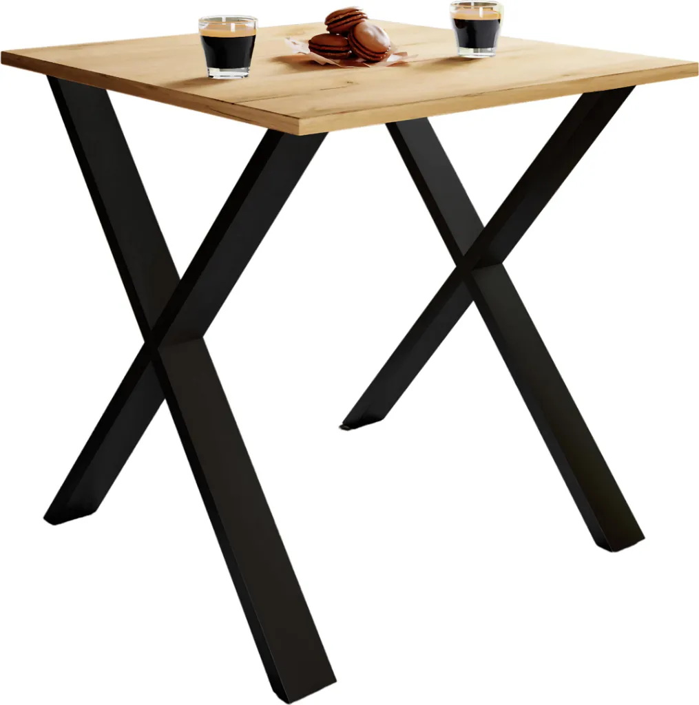 Tavolo Cucina 80x50 Xona Nero e Legno Miele | Robusto e Compatto
