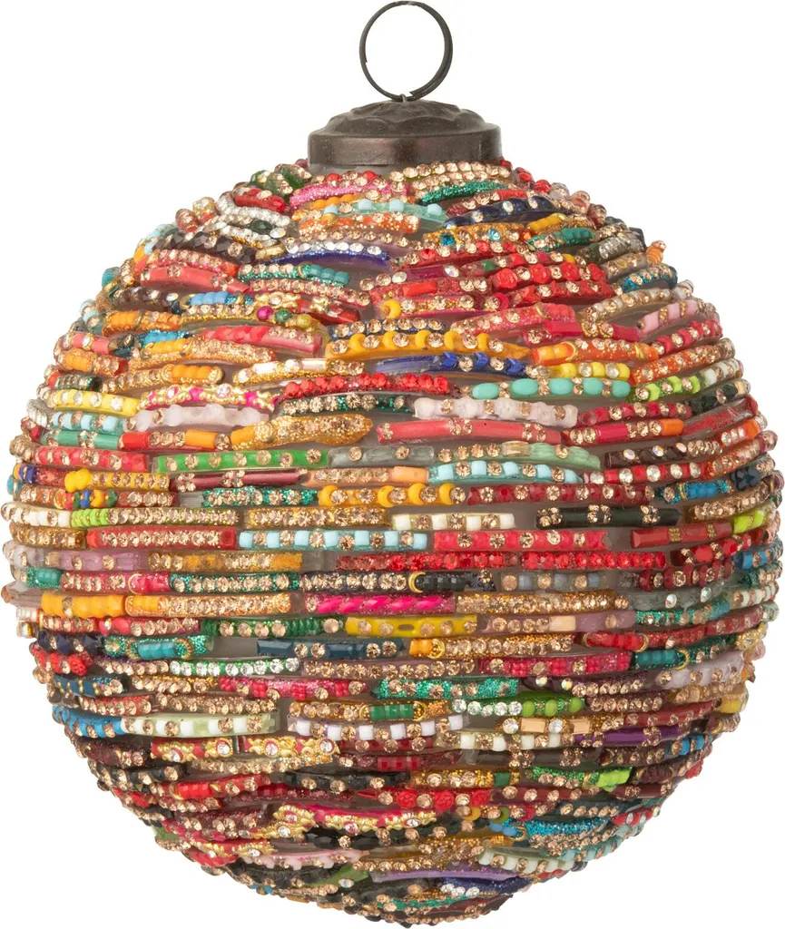 Boule de Noël Rose et Or avec Perles de Verre - Décoration Chic et Brillante
