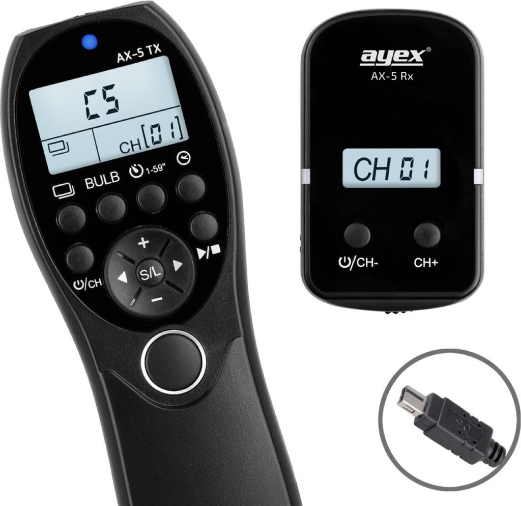 Funk Timer Fernauslöser AX-5 DC2 zB Nikon Z7 Z6 D7500 D7100 D750 D610 D90 D5600 D3300