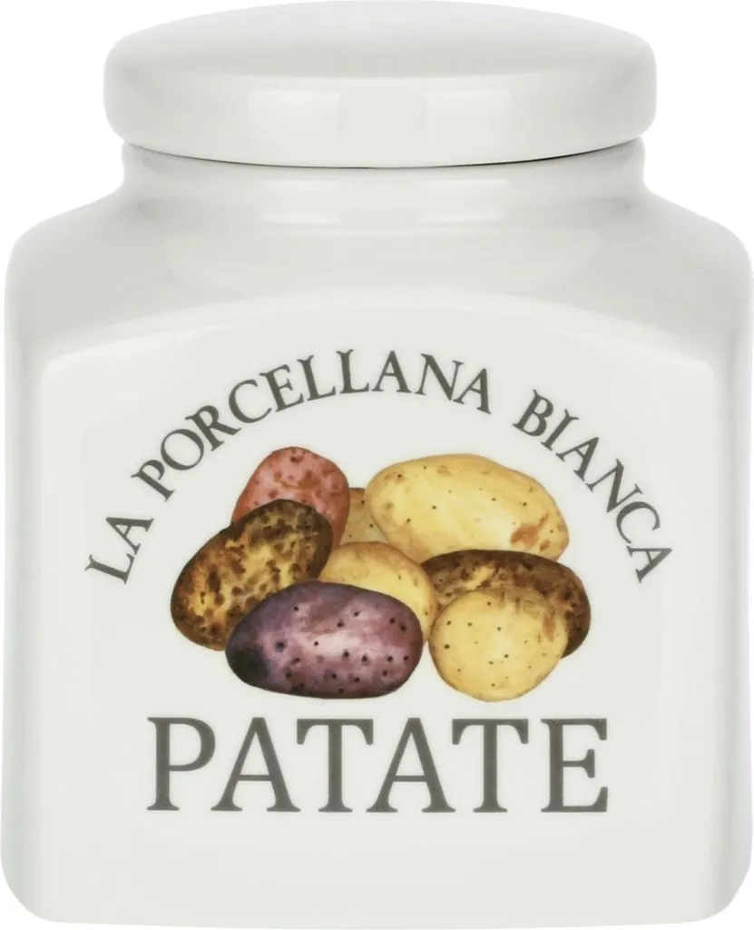 Contenitore Patate Porcellana Bianca 3.5L | Organizer Cucina Elegante
