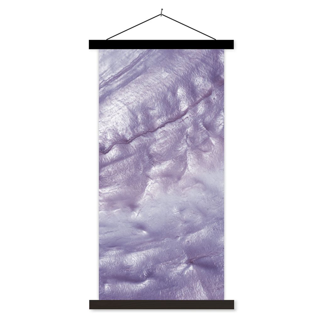 MuchoWow Textilposter Perlmutt - Naturstein - Violett 40x80 cm mit schwarzem Rahmen - Wandemalerei