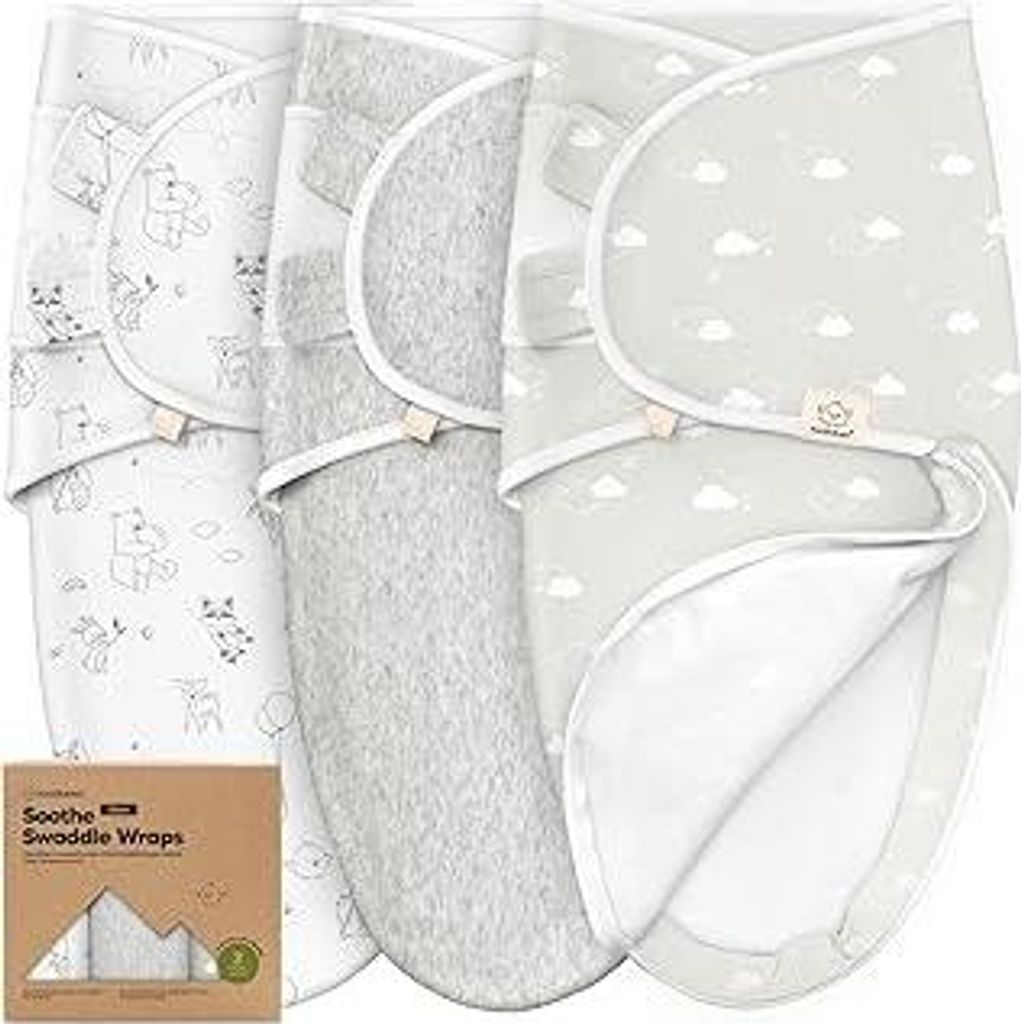 3er-Pack Pucksack Baby 3-6 Monate mit Reißverschluss - Baumwolle Baby Wickeltücher für Neugeborene, Mädchen, Jungen, Weicher und Strapazierfäh...