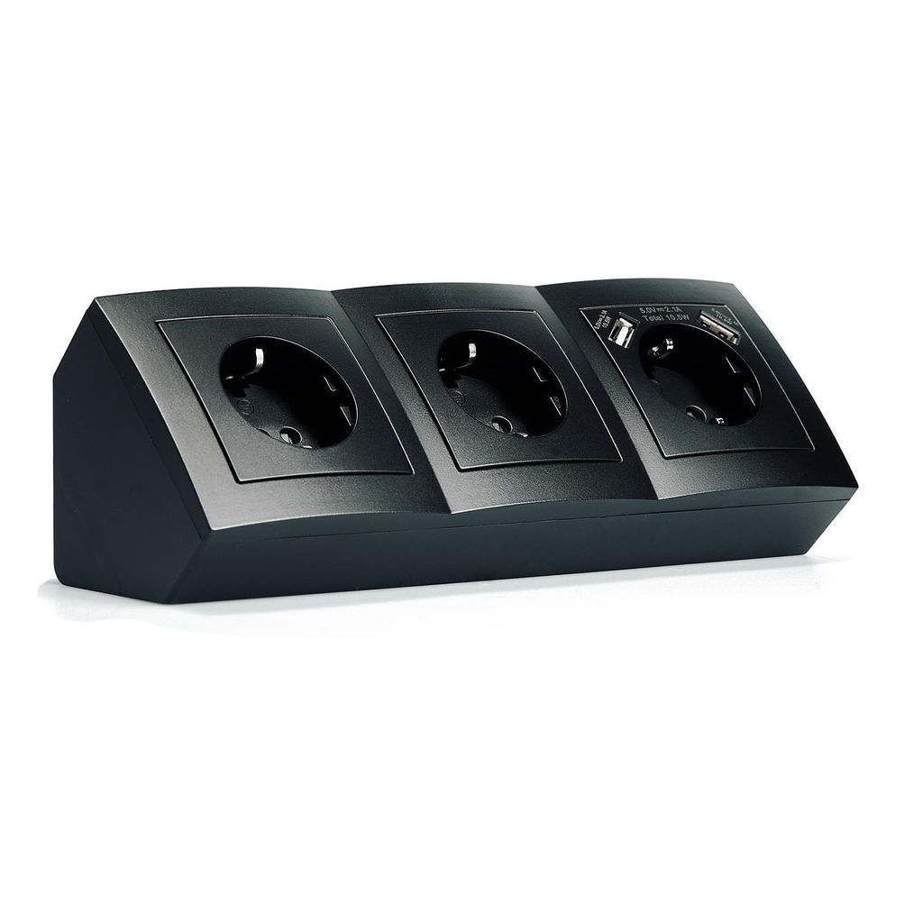 MC POWER Steckdosenblock "Flair" Mehrfachsteckdose 3-Fach + 2x USB