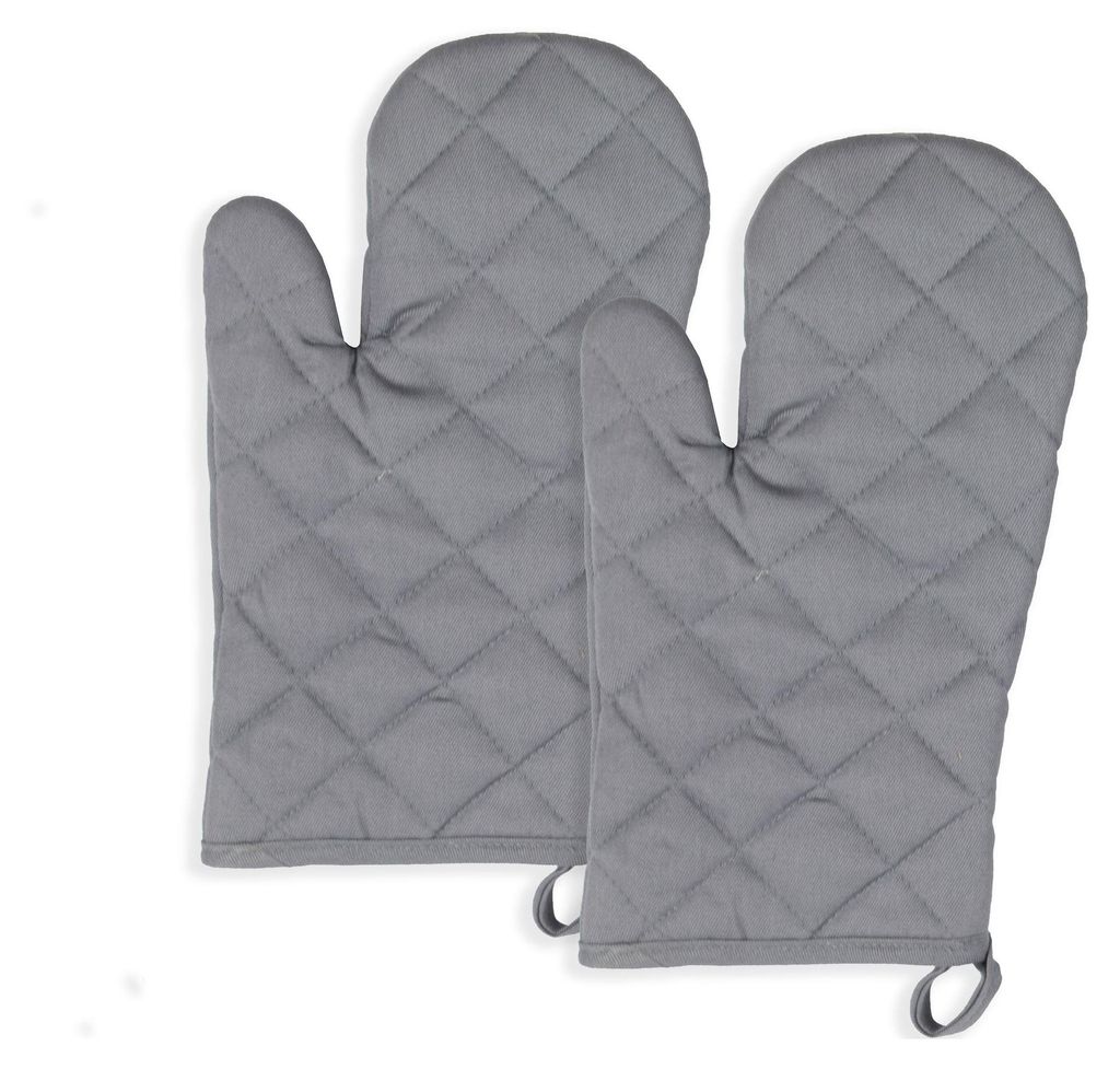 2er Set Ofenhandschuhe aus Baumwolle, 18x28 cm, grau Produktbild 