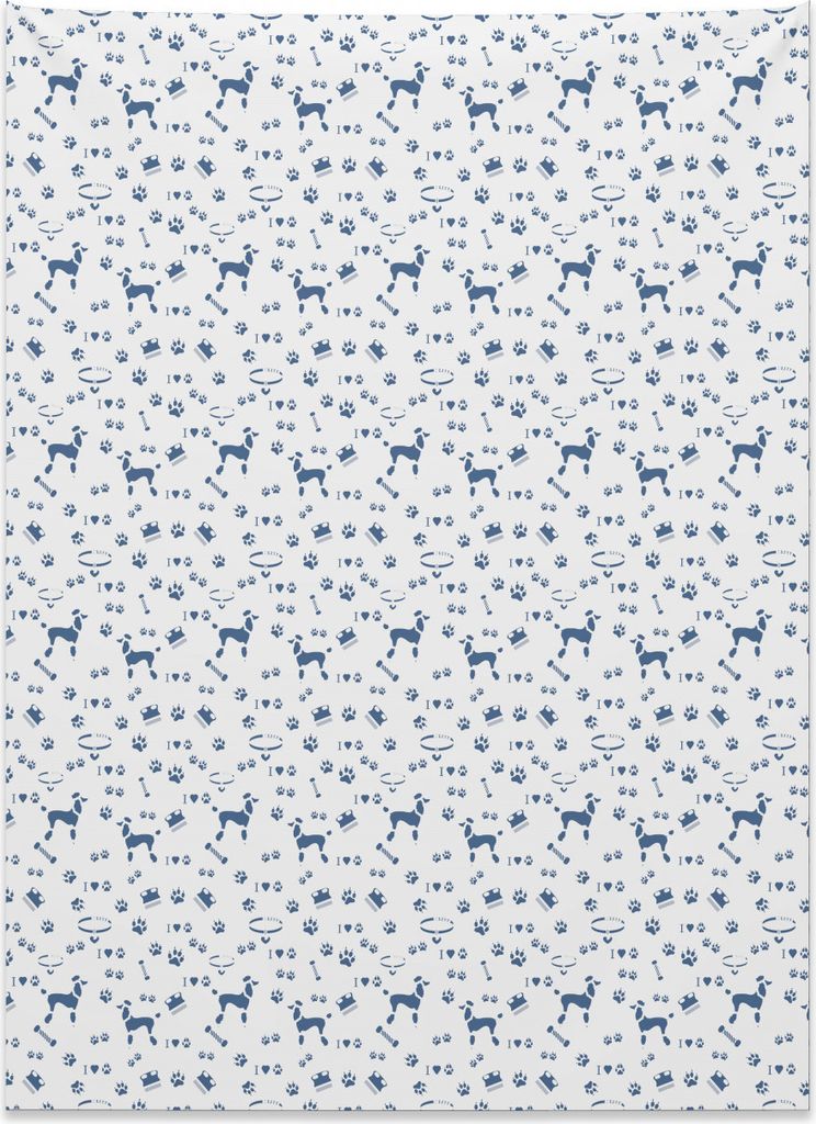 Abakuhaus Blau und weiß Wandteppich, Tierliebhaber-Hundehaustier aus Weiches Mikrofaser Stoff Kein Verblassen Klare Farben Waschbar, 110 x 150 cm,...