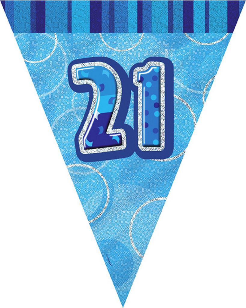 Unique Party Banner mit der Zahl 21 Glitzer- Design, Blau SG12140 (Einheitsgröße) (Blau)