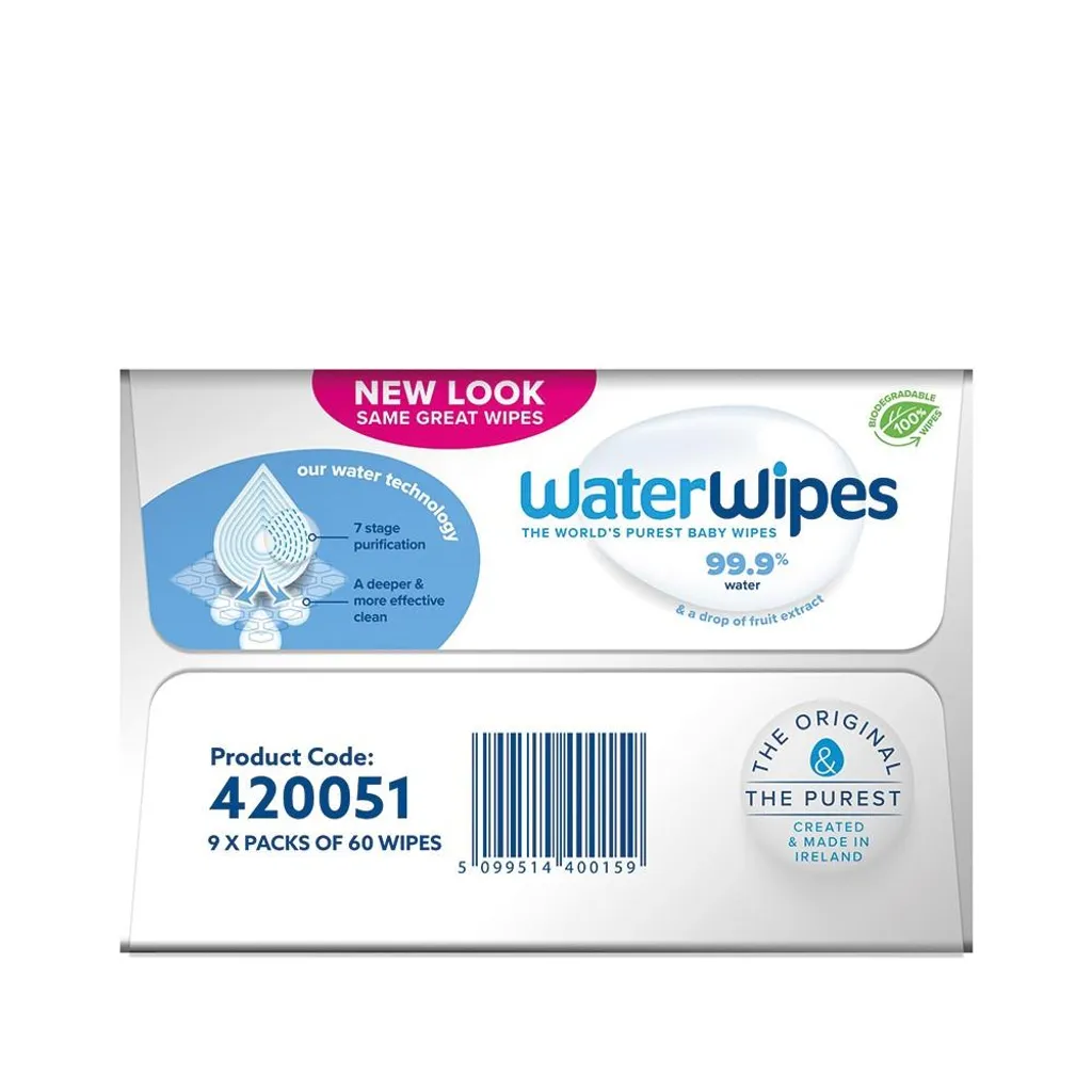 Chiffons d'eau BIO anti-irritation lingettes dégradables 9x60 unités